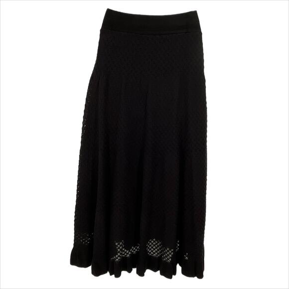 Maria Pavan Midi Length Laser Cut Out Skirt in Black Size X-Small - Picture 6 of 10